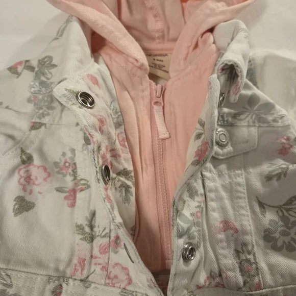 Arizona Jean Company Floral Kids Jean Jacket - Pink and White - Picture 4 of 8